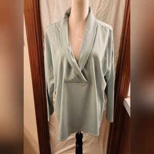 Soft Surroundings Sea Foam Cowl Neck Top.